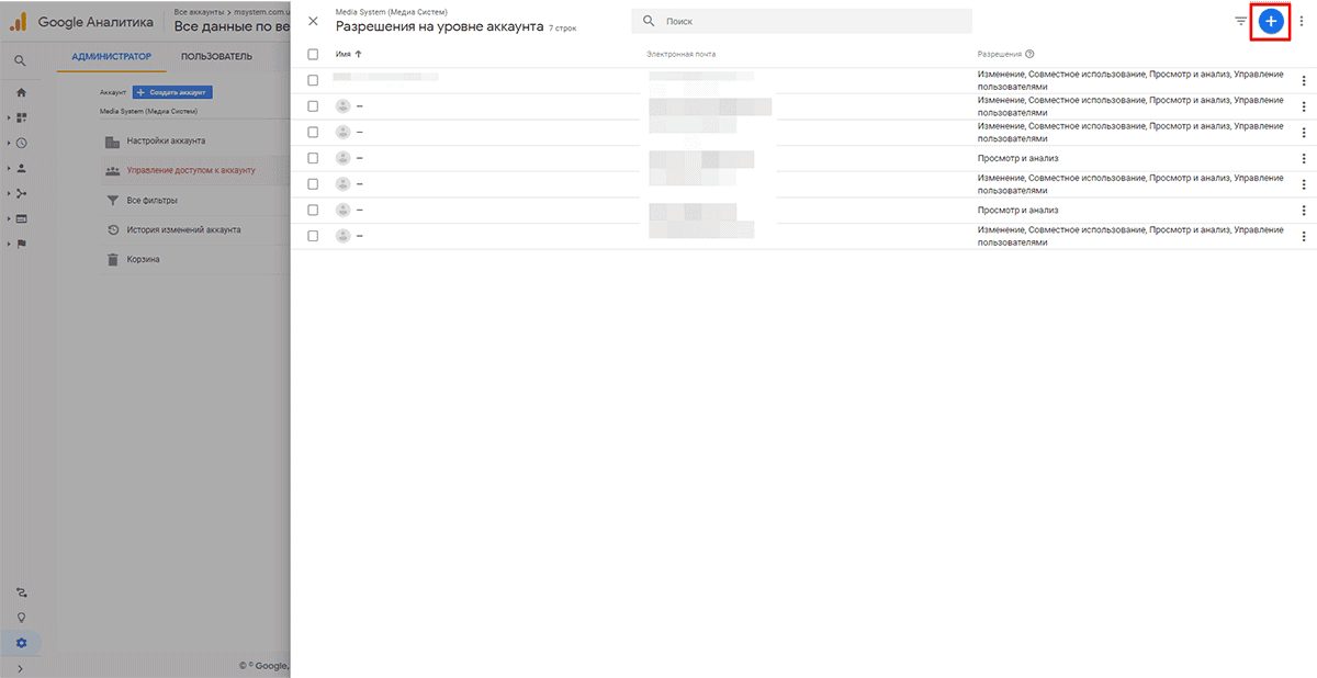 настройка доступов и уровней прав в Google Analytics - фото 2